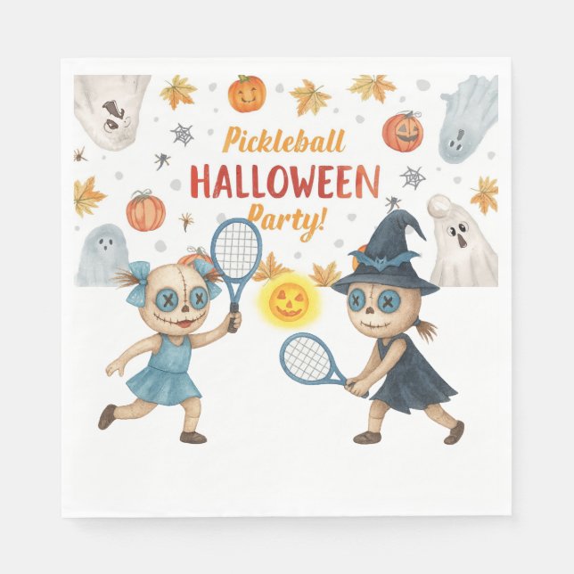 Pickleball Halloween fest med paddel och boll Pappersservett (Framsidan)