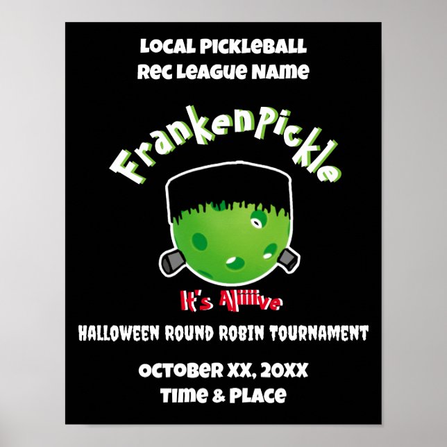 Pickleball Halloween - FrankenPickle - det är Aliv Poster (Framsidan)