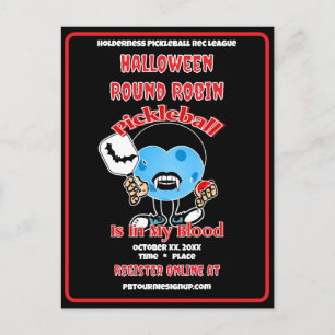 Pickleball Halloween Round Robin-fest för vampyrer Inbjudan Vykort