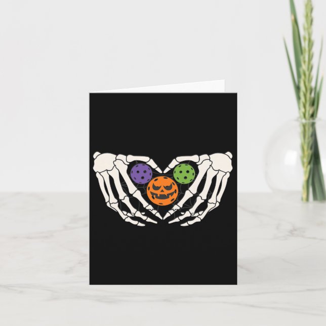 Pickleball Halloween Skeleton Händer Kärlek Heart  Kort (Framsida)