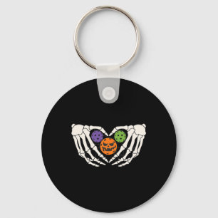 Pickleball Halloween Skeleton Händer Kärlek Heart Nyckelring