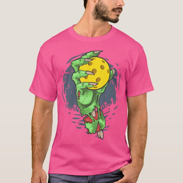 Pickleball Halloween Zombie Hand Pickleball Boll T Shirt (Framsida)