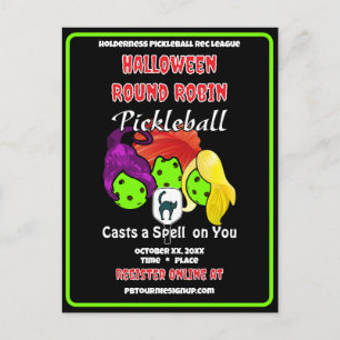 Pickleball Halloweenfest Witches Lägger En Förbann Inbjudan Vykort