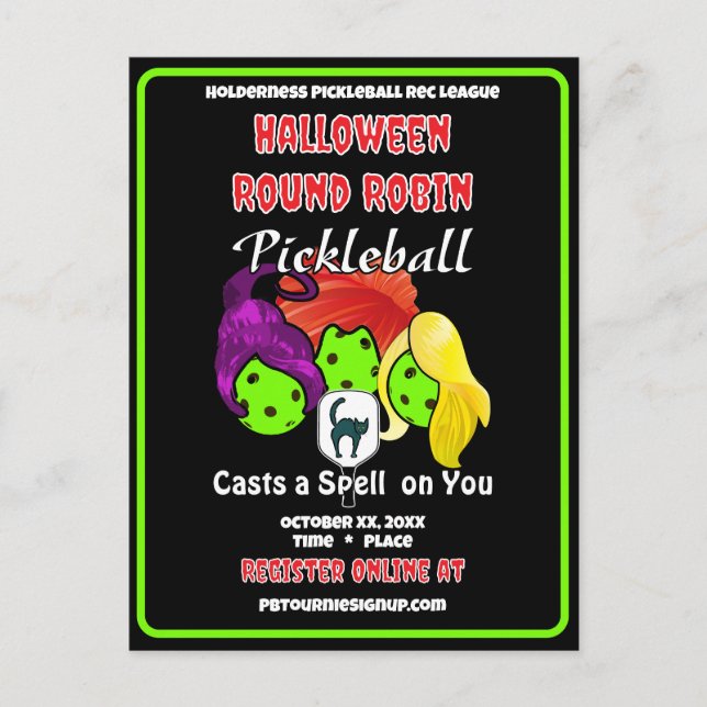 Pickleball Halloweenfest Witches Lägger En Förbann Inbjudan Vykort (Framsida)