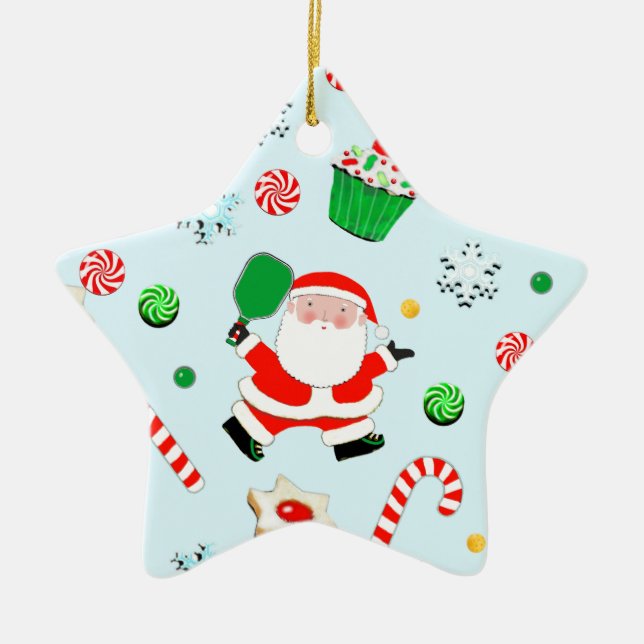 Pickleball-hämtbar Julgransprydnad Keramik (Framsidan)