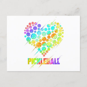 Pickleball Heart - Funny Colorful Paddle Sports Pl Vykort