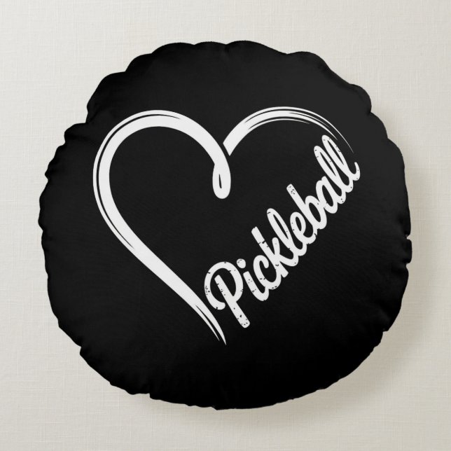 Pickleball Heart - Minimalistsport Älskare Rund Kudde (Framsidan)