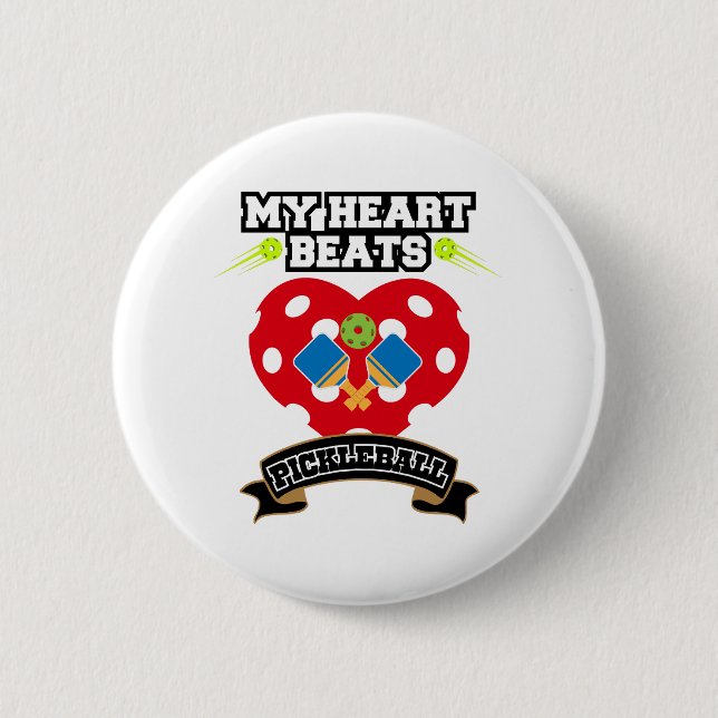 Pickleball Heart Paddle Boll Passion Sport Kärlek Knapp (Framsida)