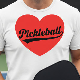 Pickleball-hjärta Kärlek Sport Minimalistisk Vit T Shirt