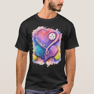 Pickleball Hjärtan Färgglad Paddle Och Boll För T Shirt