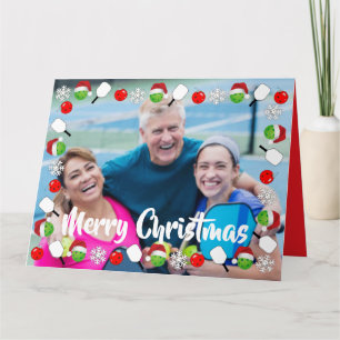 Pickleball Holiday Julrams Merry Christmas Kort