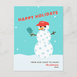 Pickleball Holiday Julskämt Snowman-kort Helg Vykort