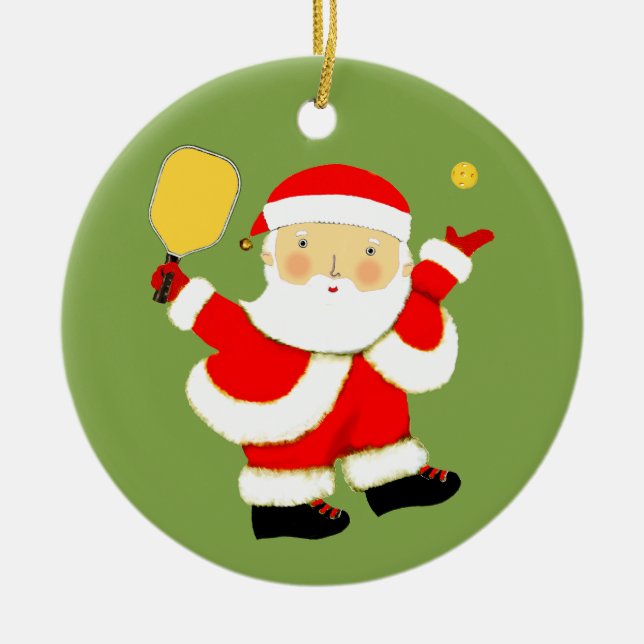 Pickleball Holiday Present Julgransprydnad Keramik (Framsidan)