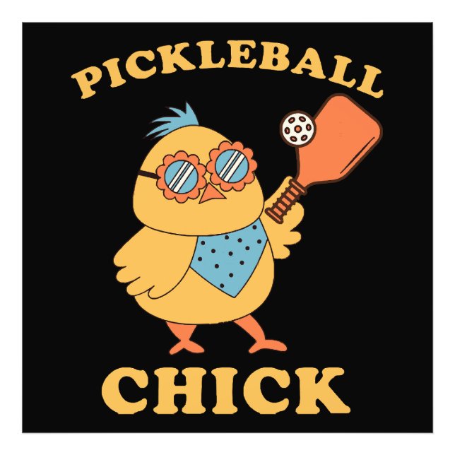 Pickleball-höna - retro fototryck (Framsidan)