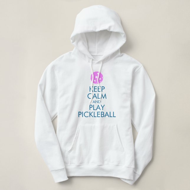Pickleball Hoodie: Behålla Lugn och Spela upp Pick T Shirt (Design framsida)