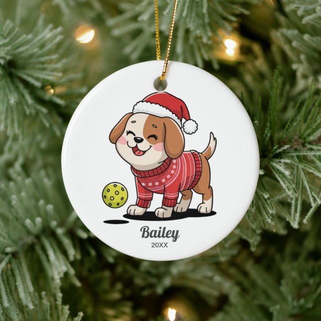Pickleball Hund, god julsötare, ditt foto Julgransprydnad Keramik (Träd)