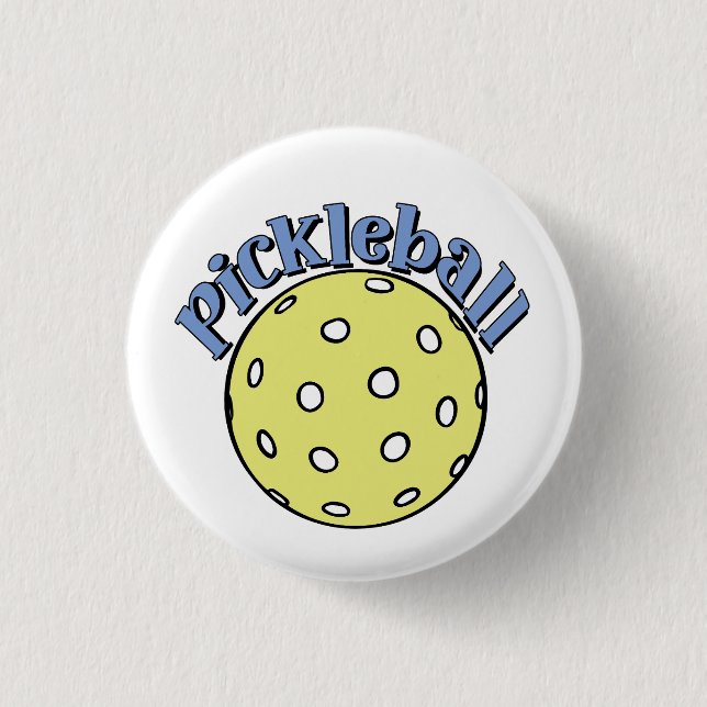Pickleball i blått med Gult Boll Knapp (Framsida)