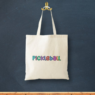 Pickleball in Colorful Multifärgad Retro Typograph Tygkasse