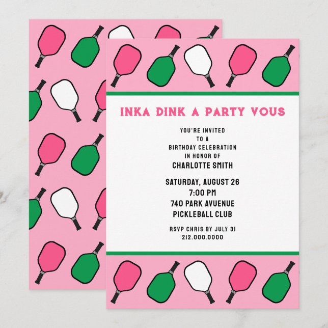 Pickleball Inbjudningar (Fram/baksida)