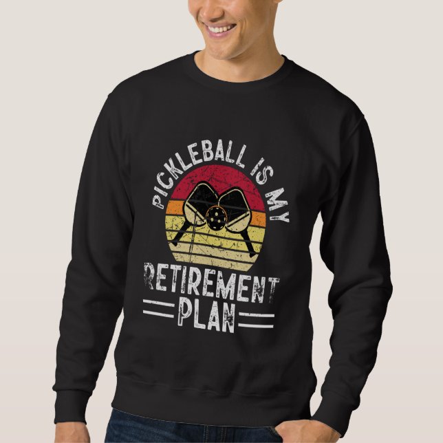 Pickleball Is My Retirement Plan Retired Retro Vin Lång Ärmad Tröja (Framsida)
