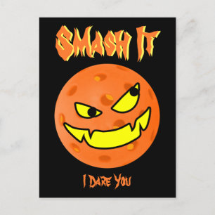 Pickleball Jack o'Lantern Orange & Black Halloween Vykort