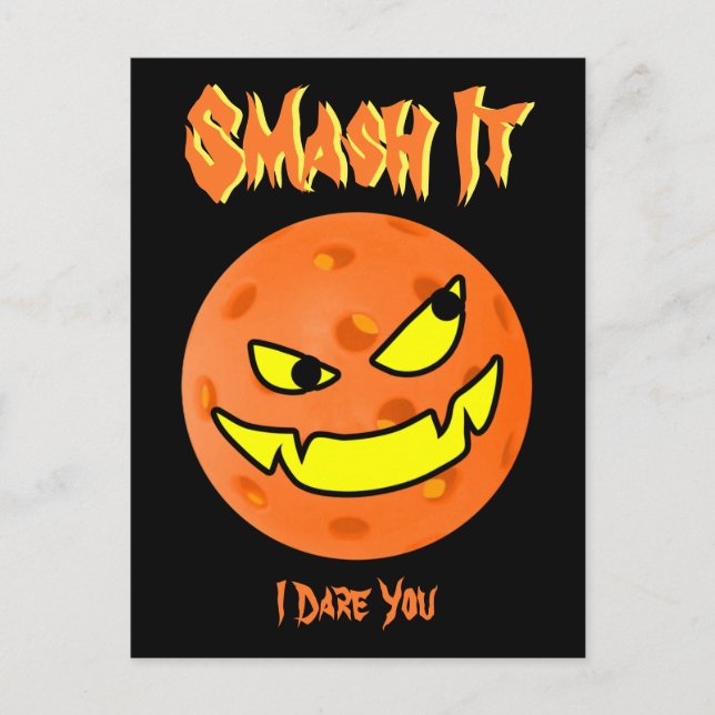 Pickleball Jack o'Lantern Orange & Black Halloween Vykort (Framsida)