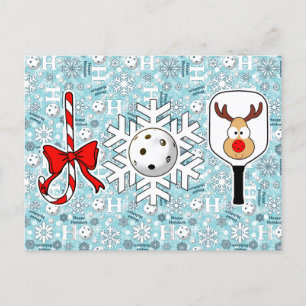 Pickleball Joy jul Ho Ho Ho Snowbobollar Blue Helg Vykort
