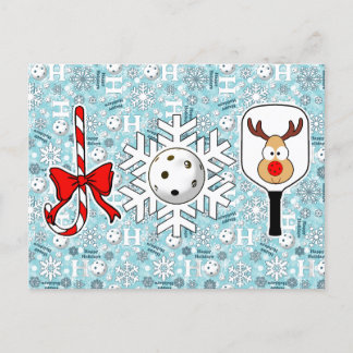 Pickleball Joy jul Ho Ho Ho Snowbobollar Blue Helg Vykort