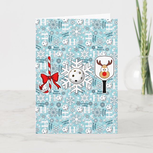 Pickleball Joy jul Ho Ho Ho Snowbobollar Blue Kort (Framsida)