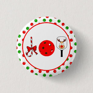 Pickleball Joy Jul Party Red Grönt Ornaments Knapp