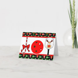 Pickleball Joy Jul Party Red-Grönten på svart Helgkort