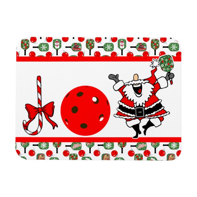 Pickleball Joy jul Party Santa Paddles Magnet (Horisontell)