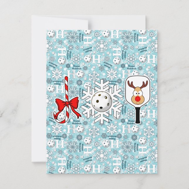 Pickleball Joy jul Party Snowbollar Isig Blue Inbjudningar (Framsida)