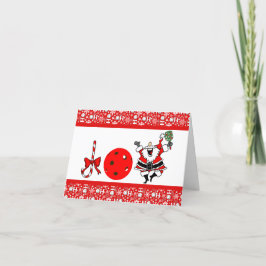 Pickleball Joy jul Red and White Santa Helgkort