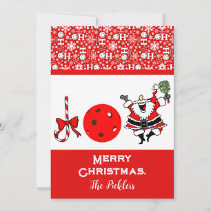 Pickleball Joy jul Red and White Santa Julkort