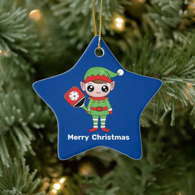 Pickleball jul Elf, Star Ceramic Ornament (Träd)