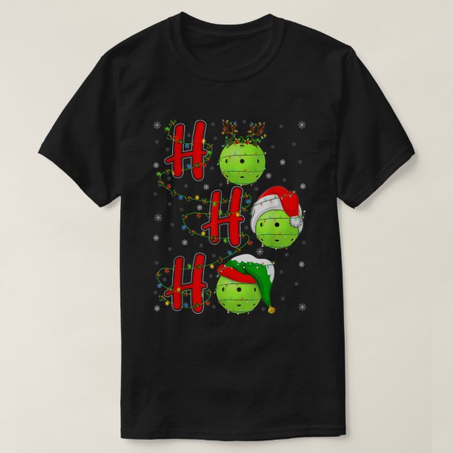 Pickleball jul-finny Santa Hat Helgdag Ho Ho T Shirt (Design framsida)