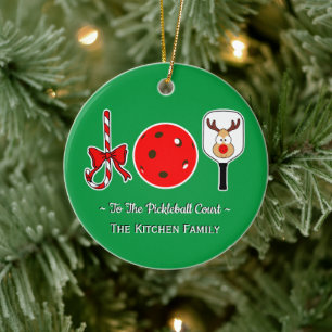 Pickleball jul Joy Candy cane Paddle Boll Julgransprydnad Keramik