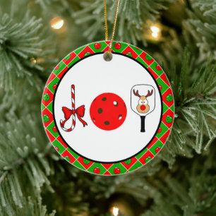 Pickleball jul Joy Candy cane Paddles Boll Julgransprydnad Keramik