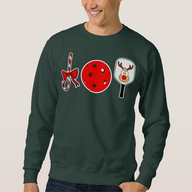 Pickleball jul Joy Candy cane Reindeer Lång Ärmad Tröja (Framsida)