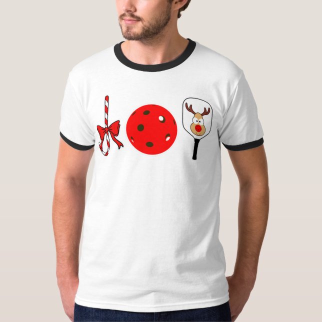 Pickleball jul Joy Candy cane Reindeer T Shirt (Framsida)