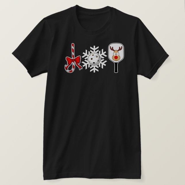 Pickleball jul Joy Candy cane Snowball Hjort T Shirt (Design framsida)