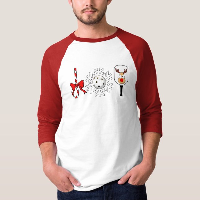 Pickleball jul Joy Candy cane Snowball Hjort T Shirt (Framsida)