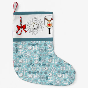 Pickleball jul Joy Reindeer Blue and White Liten Julstrumpa