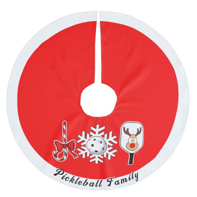 Pickleball jul Joy Reindeer Red and White Julgransmatta Borstad Polyester (Framsidan)