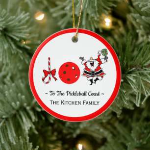 Pickleball jul Joy Santa Paddle Red Boll Julgransprydnad Keramik