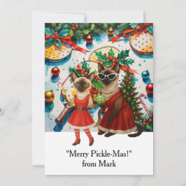 PICKLEBALL Jul med texten "Merry Pickle-Mas!" Julkort