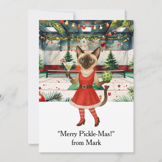 PICKLEBALL Jul med texten "Merry Pickle-Mas!" Julkort (Framsida)