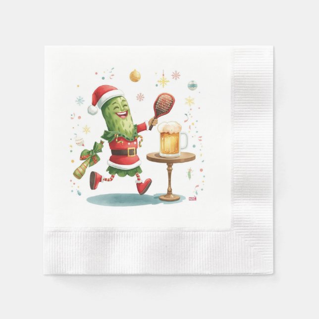 Pickleball jul Party med Beer Pappersservett (Framsidan)