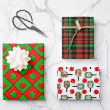 Pickleball jul Red and Grönt Ornamet Play